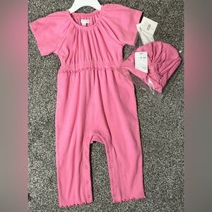 Grayson little 18M Pink Baby Romper with Matching Hat NWT